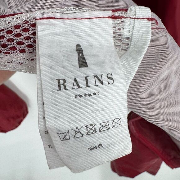 Rains Base Jacket Unisex Red Full Zip Hooded Long Sleeve Waterproof XS/S - Picture 9 of 13